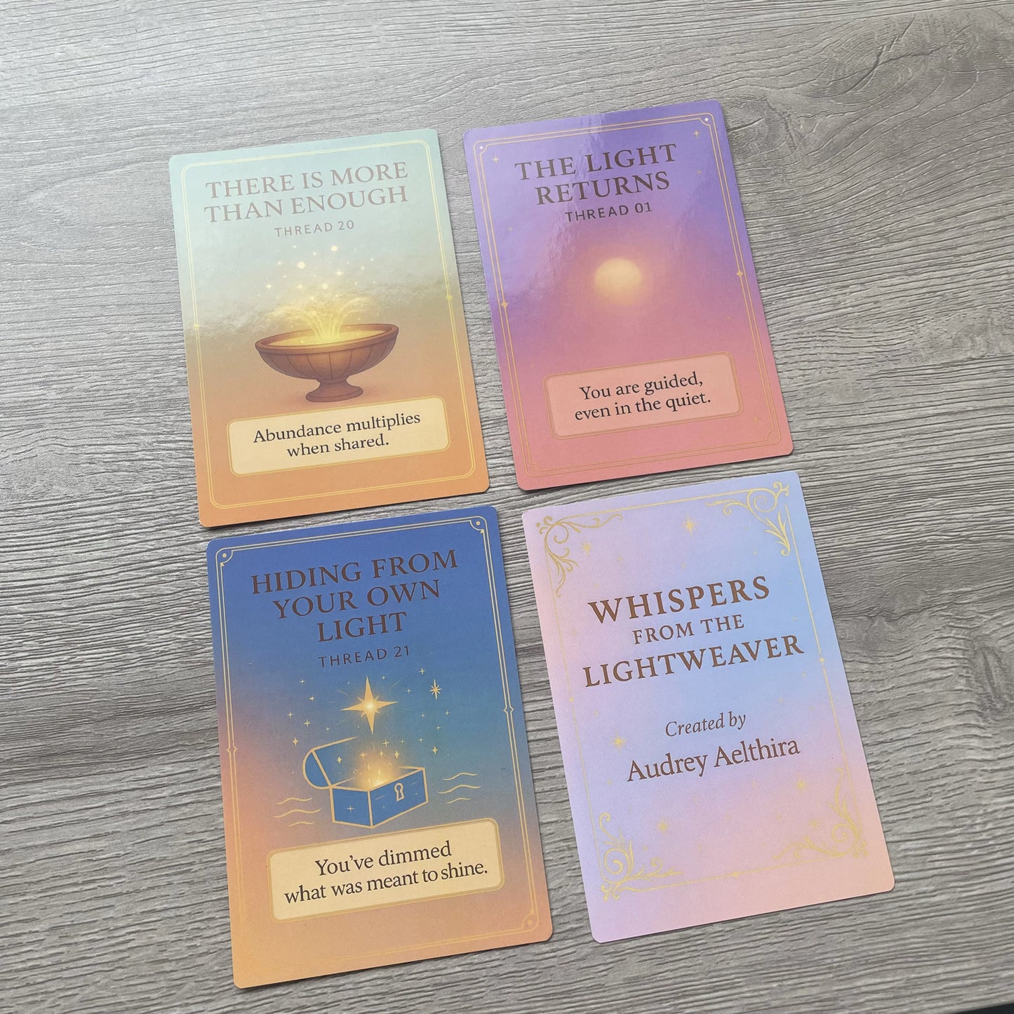 Whispers from the Lightweaver, An Oracle Card Deck by Audrey Aelthira (Pre-Order) with FREE Crystal Wish Tree Bottle