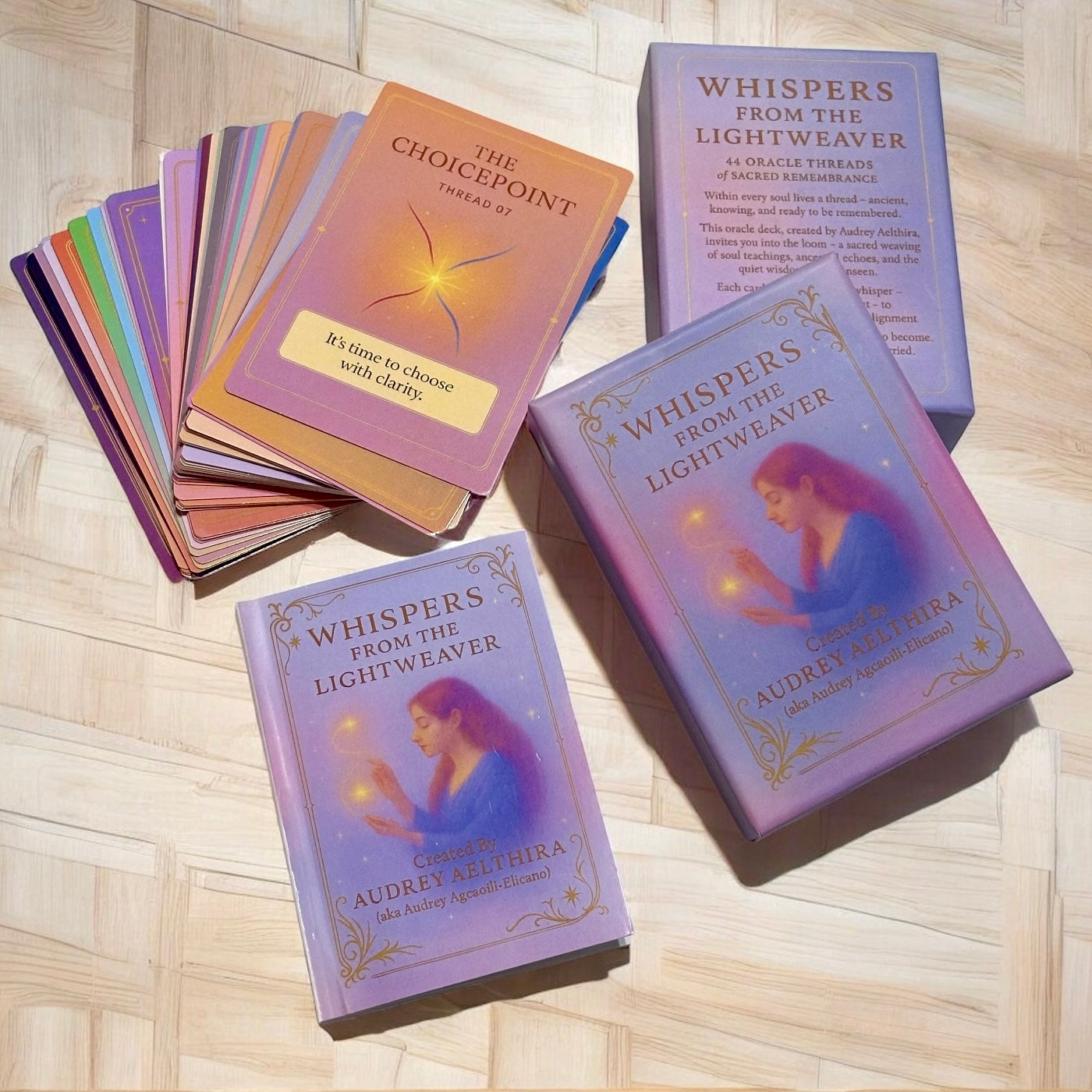 Whispers from the Lightweaver, An Oracle Card Deck by Audrey Aelthira (Pre-Order) with FREE Crystal Wish Tree Bottle