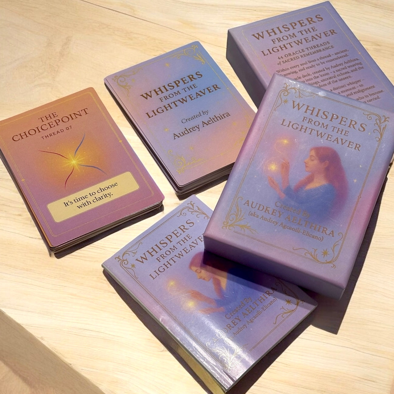 Whispers from the Lightweaver, An Oracle Card Deck by Audrey Aelthira (Pre-Order) with FREE Crystal Wish Tree Bottle