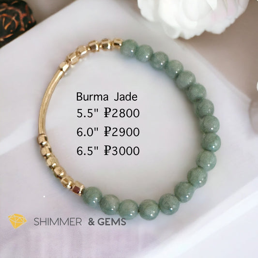 Burma Jade 14k Gold Filled Bangle (Modern Design By Audrey)