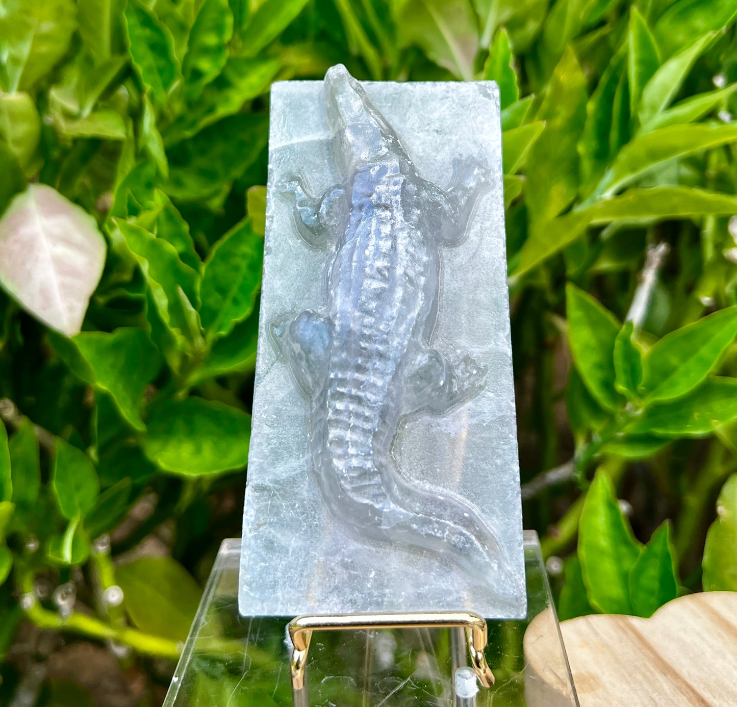 Fluorite Crocodile Carving Slab