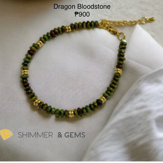 Dragon Bloodstone 4mm Rondelle Bracelet with stainless steel chain