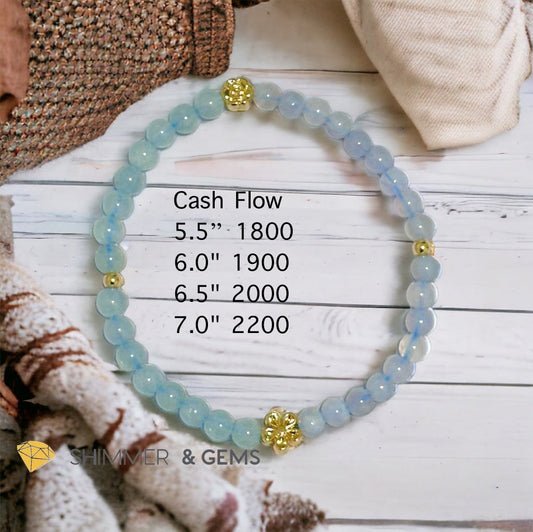 Cash Flow 4mm Bracelet (2024 Feng Shui) Aquamarine & Chalcedony