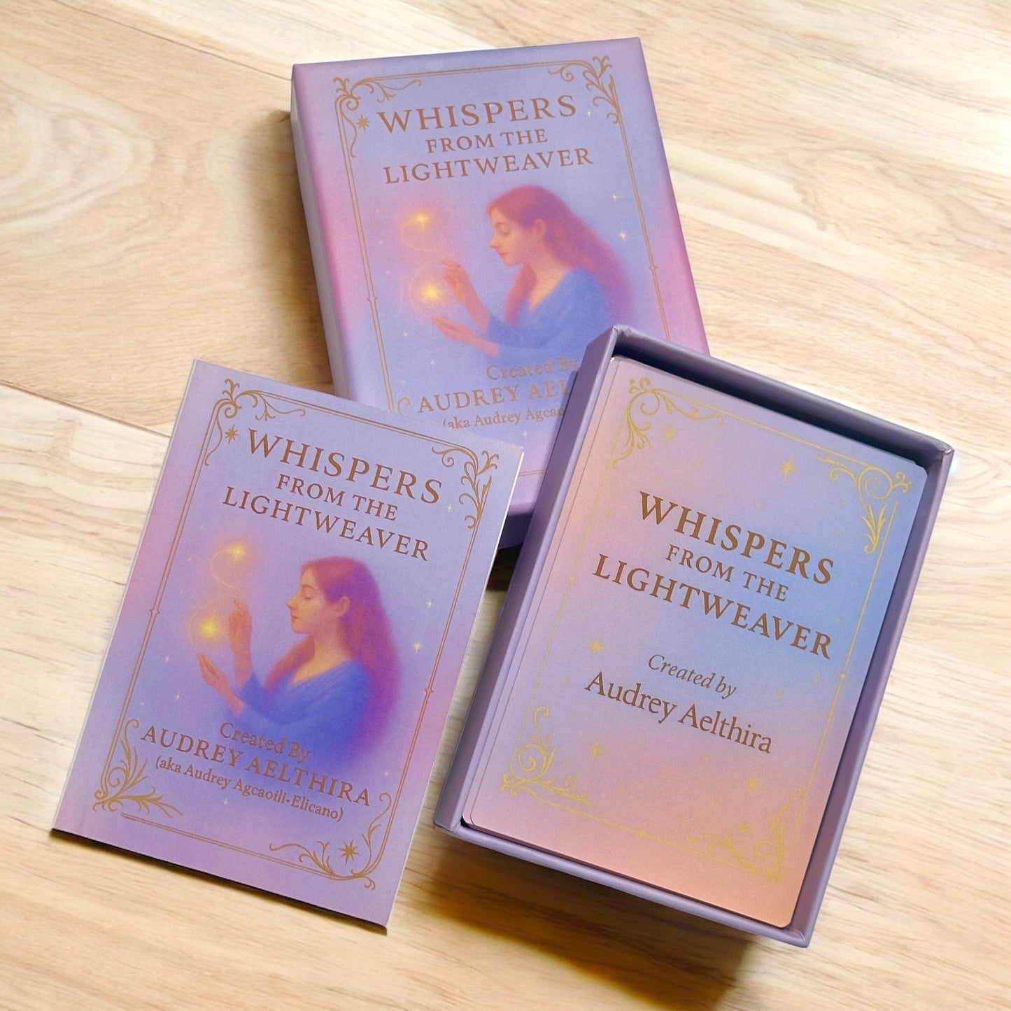 Whispers from the Lightweaver, An Oracle Card Deck by Audrey Aelthira (Pre-Order) with FREE Crystal Wish Tree Bottle