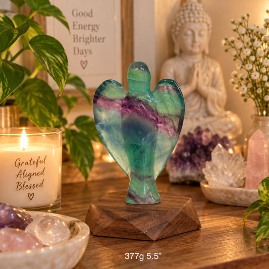 Rainbow Fluorite Angel (130-140mm)