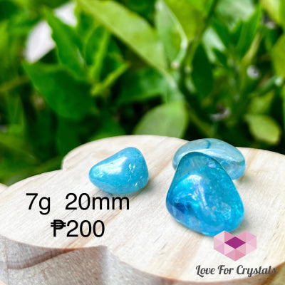 Aqua Aura w/ Platinum & Gold (Brazil) 7g 20mm Tumbled