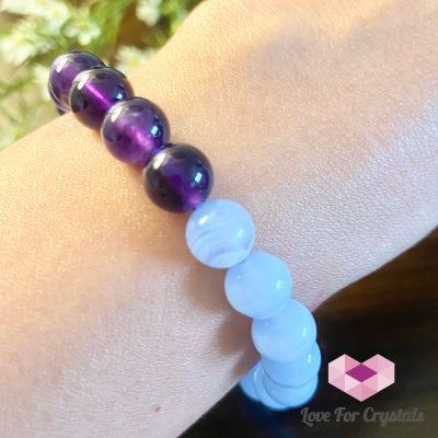 Aquarius Zodiac Remedy Bracelet (Blue Lace Agate& Amethyst) Enhancement Series 5.5 (Small)
