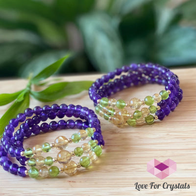 Attract Abundance Bracelet (Citrine Amethyst Peridot With 14K Gold-Filled Beads)