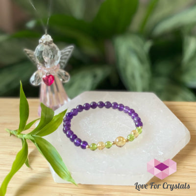 Attract Abundance Bracelet (Citrine Amethyst Peridot With 14K Gold-Filled Beads)
