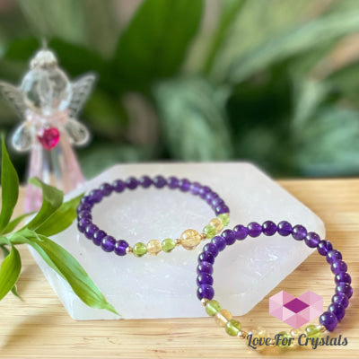 Attract Abundance Bracelet (Citrine Amethyst Peridot With 14K Gold-Filled Beads) 6.0