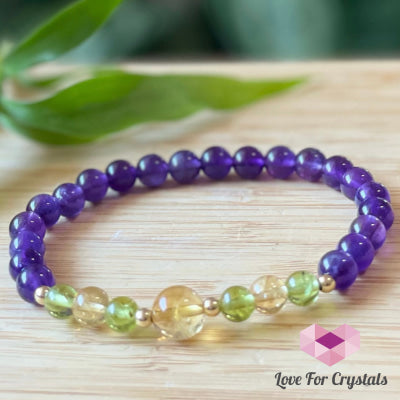 Attract Abundance Bracelet (Citrine Amethyst Peridot With 14K Gold-Filled Beads)