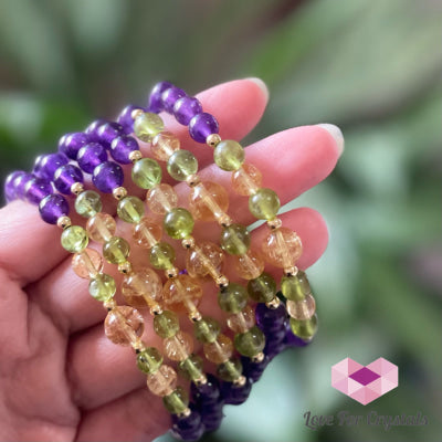 Attract Abundance Bracelet (Citrine Amethyst Peridot With 14K Gold-Filled Beads)