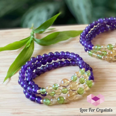Attract Abundance Bracelet (Citrine Amethyst Peridot With 14K Gold-Filled Beads)
