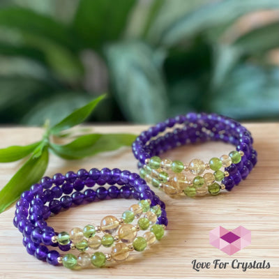Attract Abundance Bracelet (Citrine Amethyst Peridot With 14K Gold-Filled Beads)
