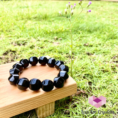 Black Onyx 10Mm Faceted Bracelet 6.5