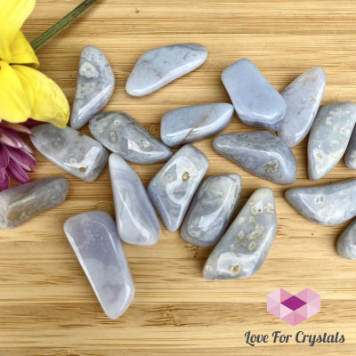 Blue Lace Agate Tumbed (South Africa) Pack Of 3 (15Mm) Tumbled