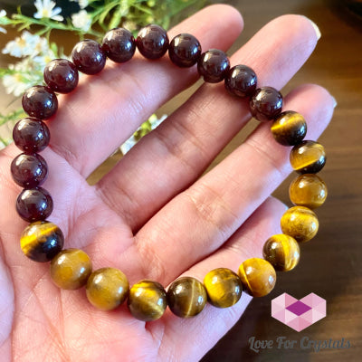 Capricorn Zodiac Remedy Bracelet (Tigers Eye & Garnet) 6.5 (Large)
