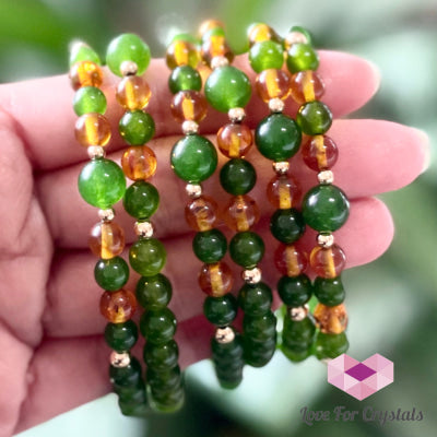 Career Luck Bracelet (Amber Taiwan Jade 14K Gold-Filled Beads)