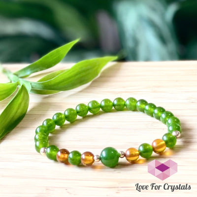 Career Luck Bracelet (Amber Taiwan Jade 14K Gold-Filled Beads) 5.5