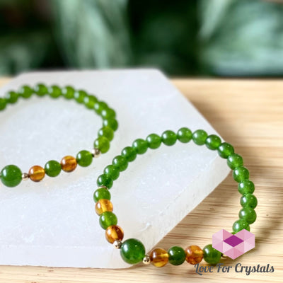 Career Luck Bracelet (Amber Taiwan Jade 14K Gold-Filled Beads)