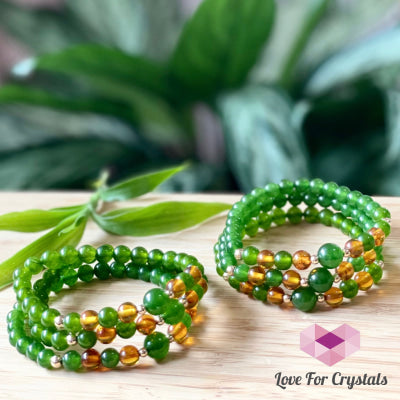 Career Luck Bracelet (Amber Taiwan Jade 14K Gold-Filled Beads) 7.0