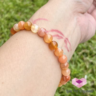 Carnelian Flower Agate 8Mm Bracelet (Brazil)