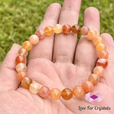 Carnelian Flower Agate 8Mm Bracelet (Brazil) 5.5