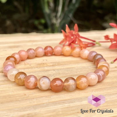 Carnelian Flower Agate 8Mm Bracelet (Brazil)