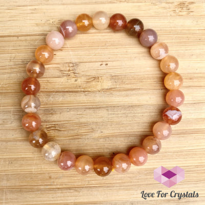 Carnelian Flower Agate 8Mm Bracelet (Brazil)