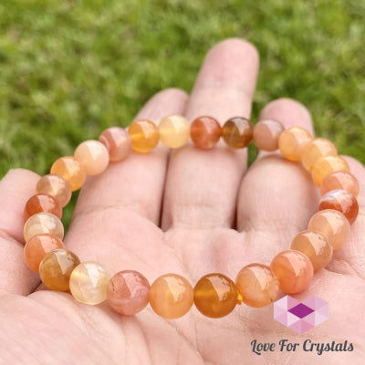 Carnelian Flower Agate 8Mm Bracelet (Brazil)