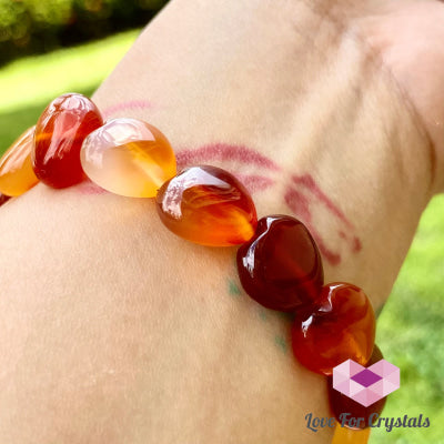 Carnelian Hearts Gemstone Energy Bracelet (10Mm) 5.5