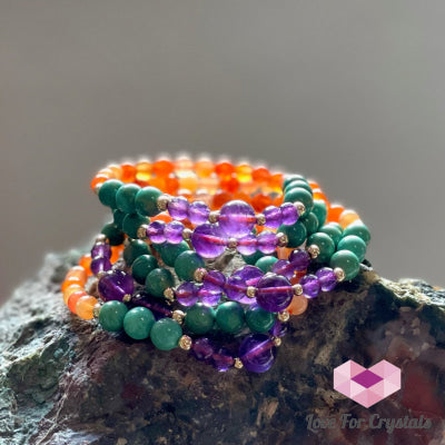 Confidence And Communication Bracelet (Carnelian Turquoise Amethyst With 14K Gold-Filled Beads)