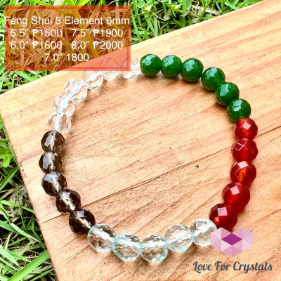 Feng Shui 5-Element Crystal Remedy Bracelet (6mm)