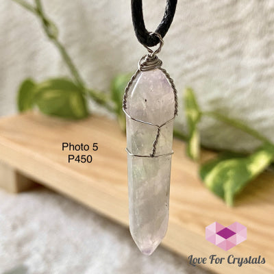 Fluorite Wire Wrapped Point Pendant (Silver Plated) No 5