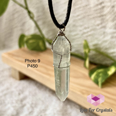 Fluorite Wire Wrapped Point Pendant (Silver Plated) No 9