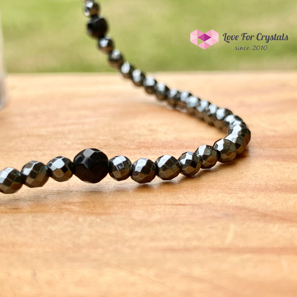 Hematite Anklet With Black Onyx