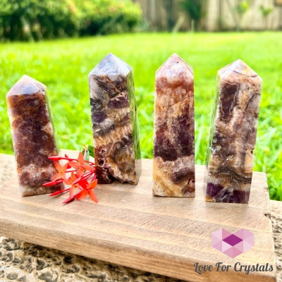 Indonesian Chevron Amethyst Obelisk Tower