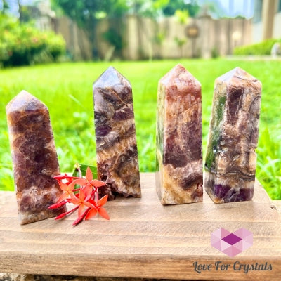Indonesian Chevron Amethyst Obelisk Tower