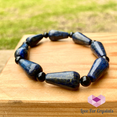 Lapis Lazuli Pear Bracelet With Black Onyx