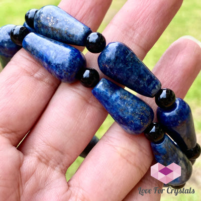 Lapis Lazuli Pear Bracelet With Black Onyx