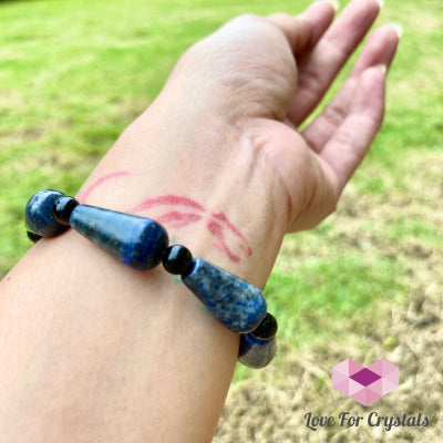 Lapis Lazuli Pear Bracelet With Black Onyx 5.5