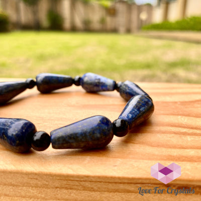 Lapis Lazuli Pear Bracelet With Black Onyx
