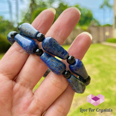 Lapis Lazuli Pear Bracelet With Black Onyx