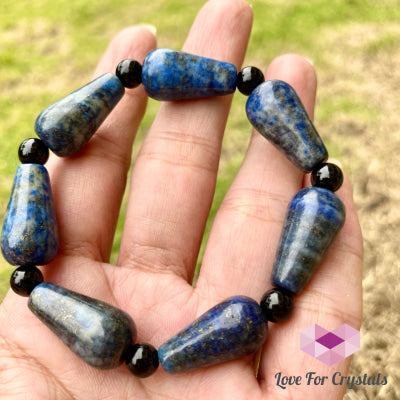 Lapis Lazuli Pear Bracelet With Black Onyx
