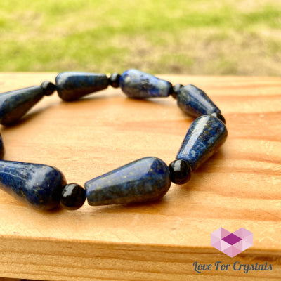 Lapis Lazuli Pear Bracelet With Black Onyx