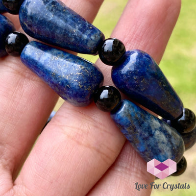 Lapis Lazuli Pear Bracelet With Black Onyx