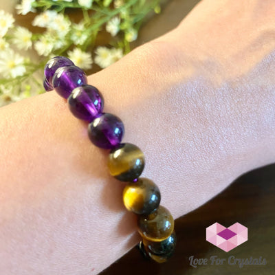 Leo Zodiac Remedy Bracelet (Tigers Eye & Amethyst) Enhancement Series 6 (Medium)
