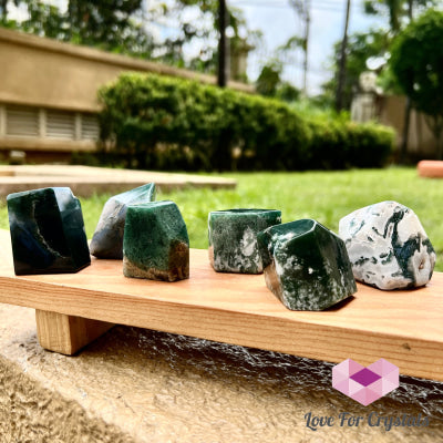 Moss Agate Freeform Crystals (India) Polished Stones