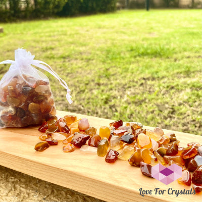 Natural Agate Chips In A Pouch Tumbled