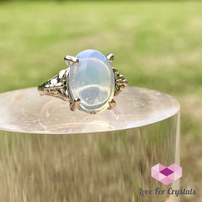Opalite Oval Ring (Zinc Alloy Metal) Size 7.5